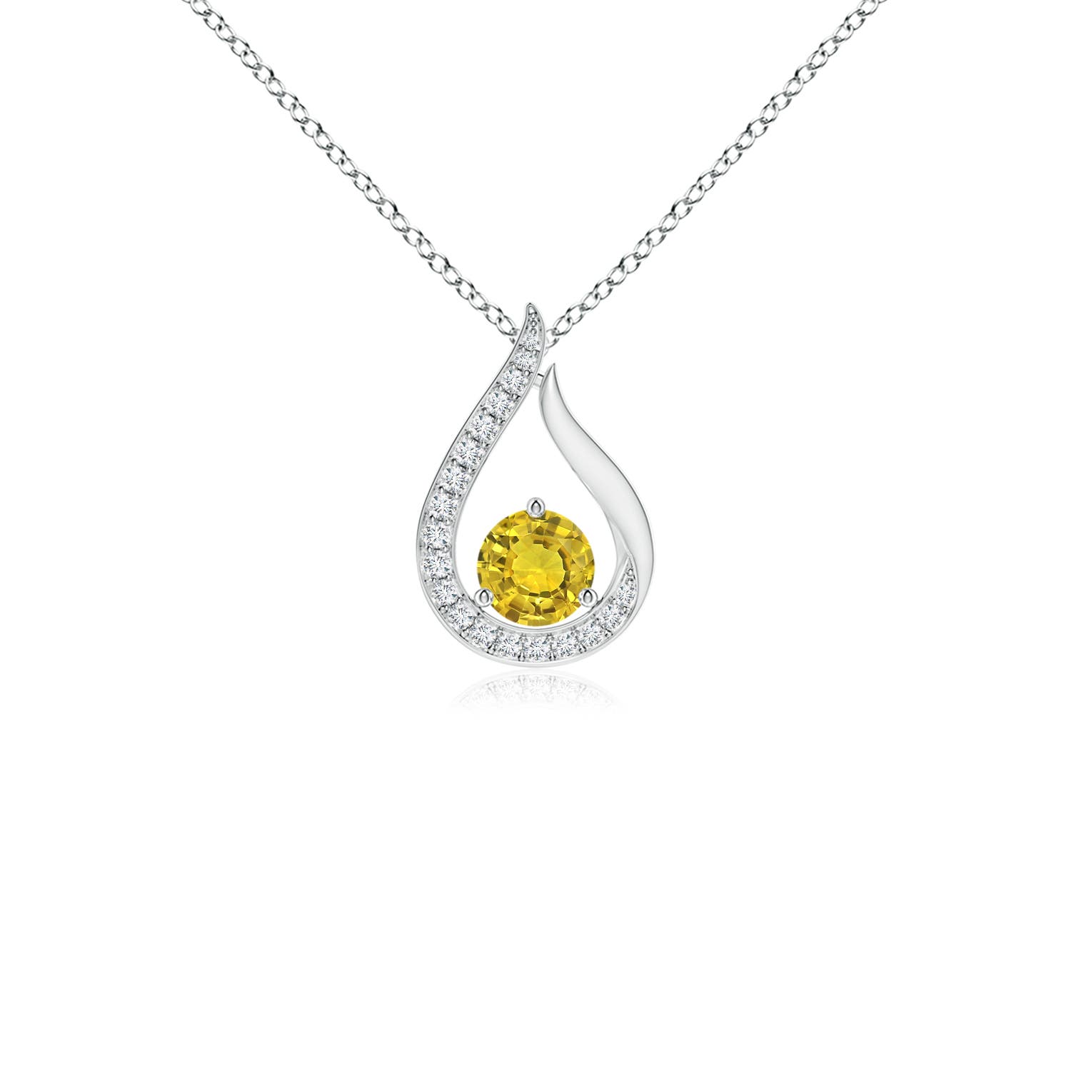 AAAA - Yellow Sapphire / 0.34 CT / 14 KT White Gold