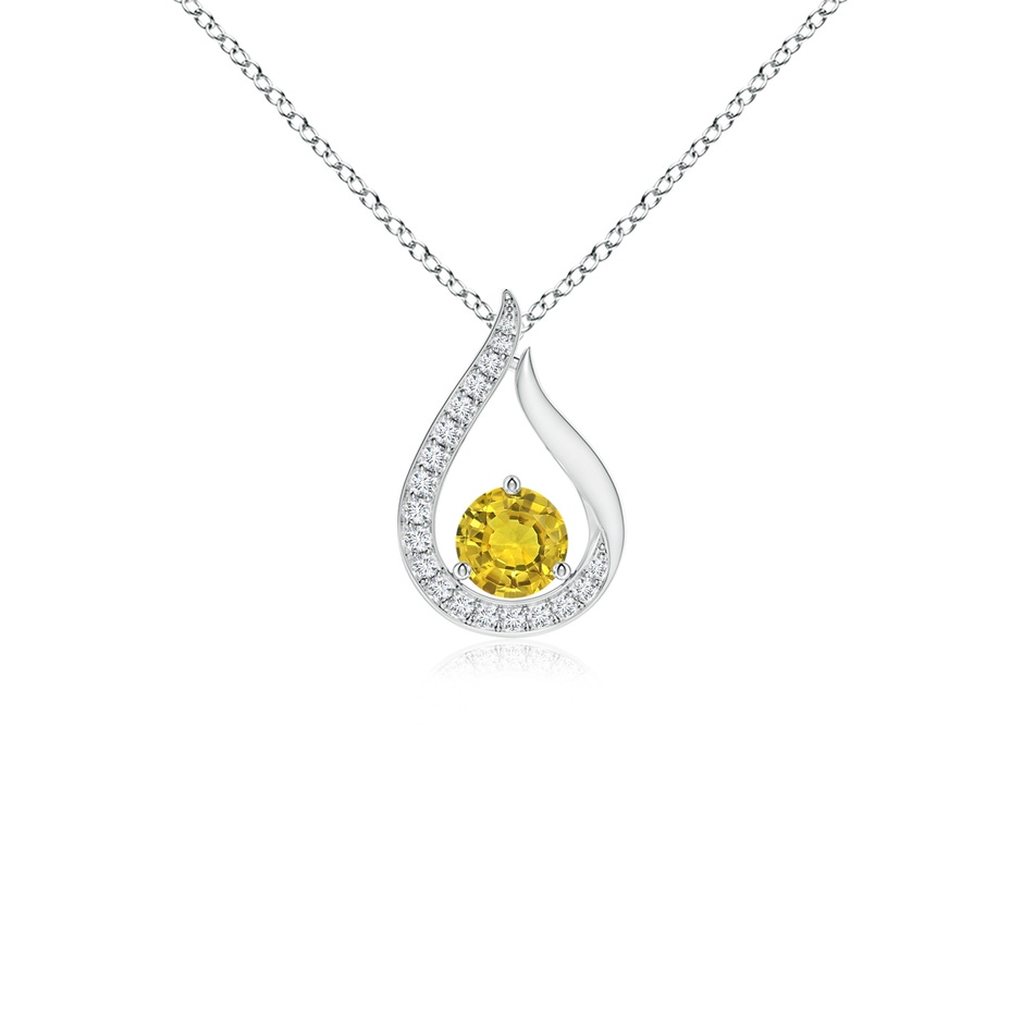 4mm AAAA Floating Yellow Sapphire Tulip Pendant with Diamonds in White Gold 