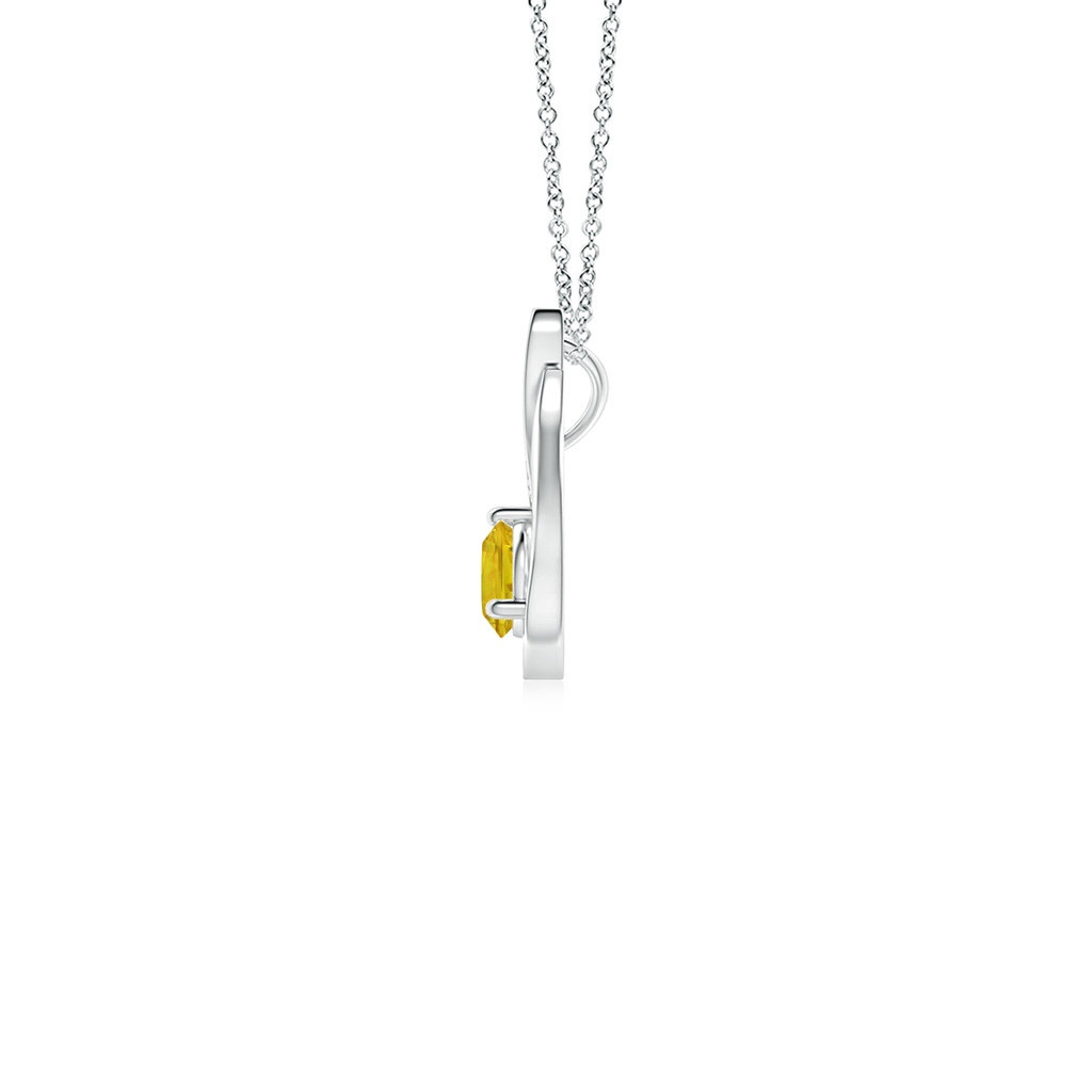 4mm AAAA Floating Yellow Sapphire Tulip Pendant with Diamonds in White Gold - side_1