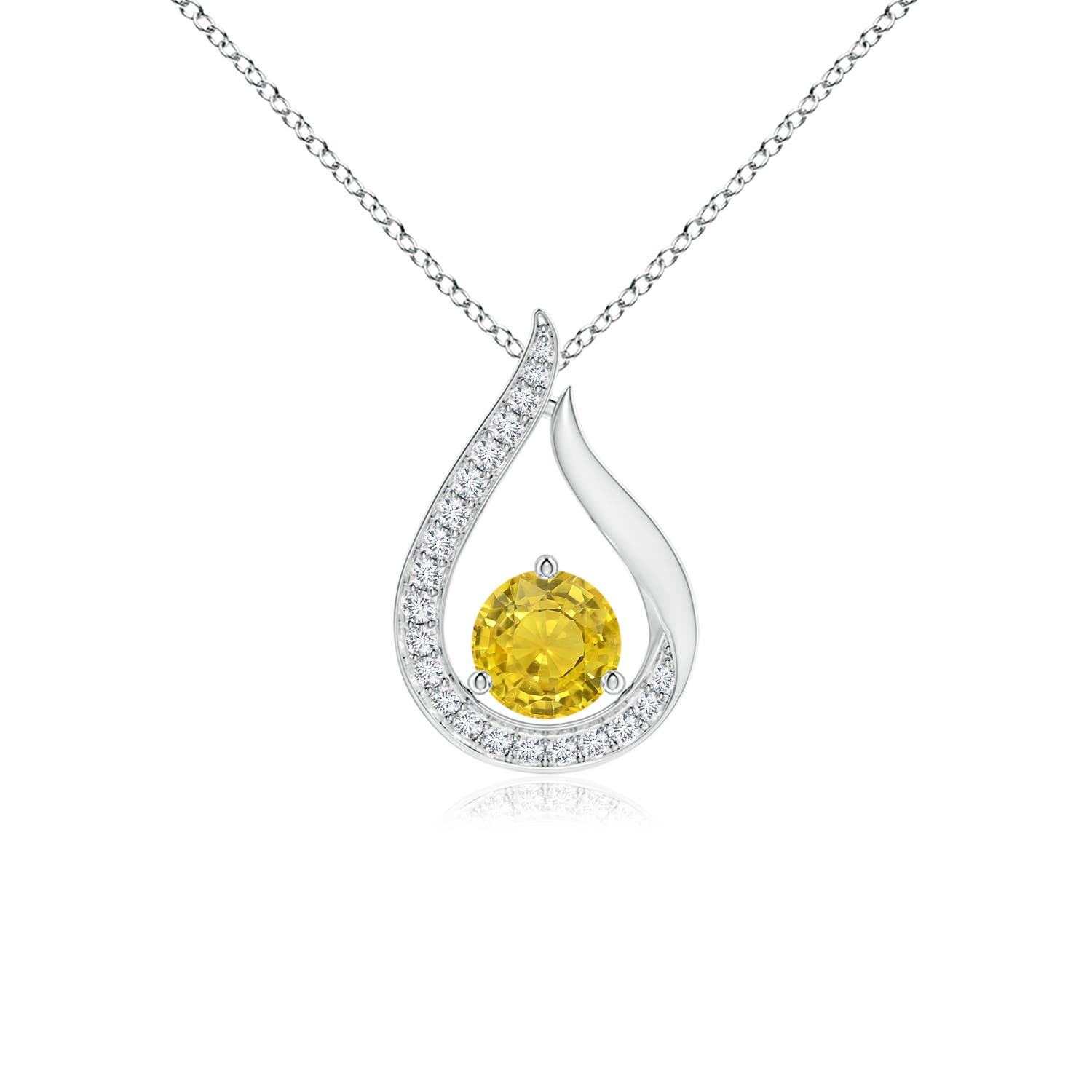 AAA - Yellow Sapphire / 0.65 CT / 14 KT White Gold