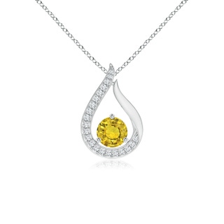 5mm AAAA Floating Yellow Sapphire Tulip Pendant with Diamonds in P950 Platinum