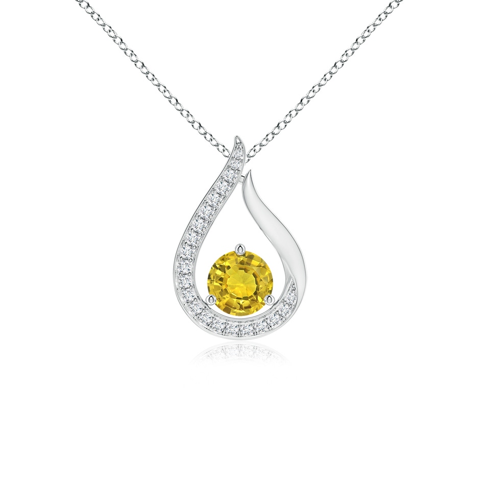 5mm AAAA Floating Yellow Sapphire Tulip Pendant with Diamonds in P950 Platinum 