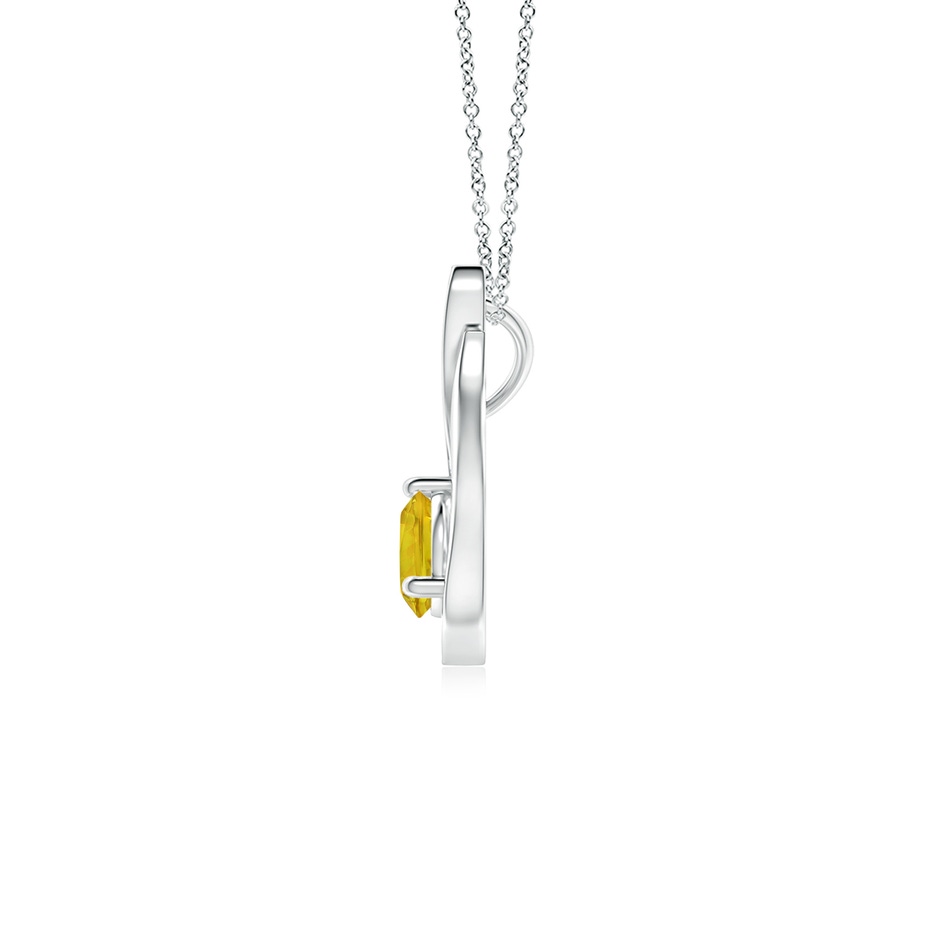 5mm AAAA Floating Yellow Sapphire Tulip Pendant with Diamonds in P950 Platinum side-1