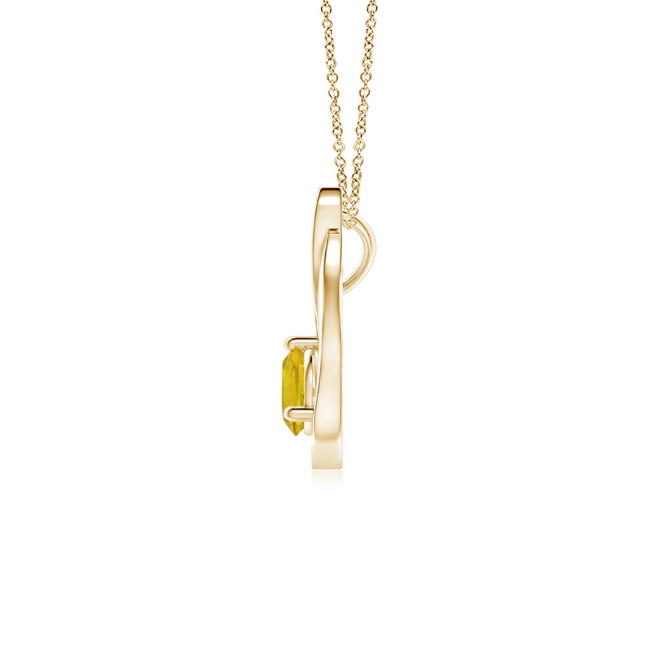 5mm AAAA Floating Yellow Sapphire Tulip Pendant with Diamonds in Yellow Gold side-1