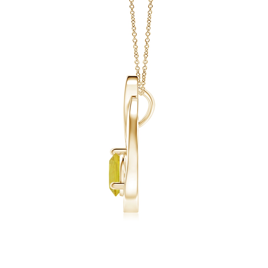 6mm A Floating Yellow Sapphire Tulip Pendant with Diamonds in Yellow Gold side-1