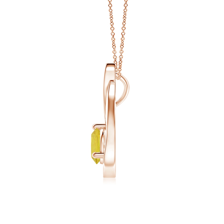 6mm AA Floating Yellow Sapphire Tulip Pendant with Diamonds in Rose Gold side-1
