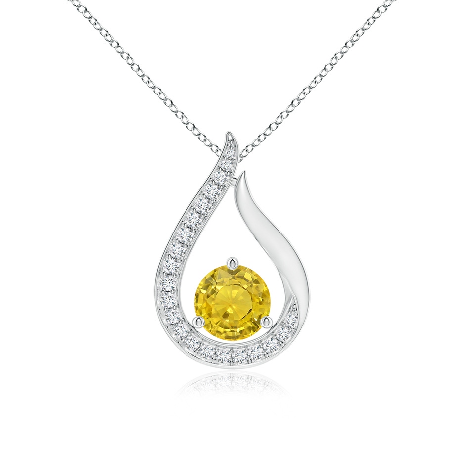 6mm AAA Floating Yellow Sapphire Tulip Pendant with Diamonds in P950 Platinum 