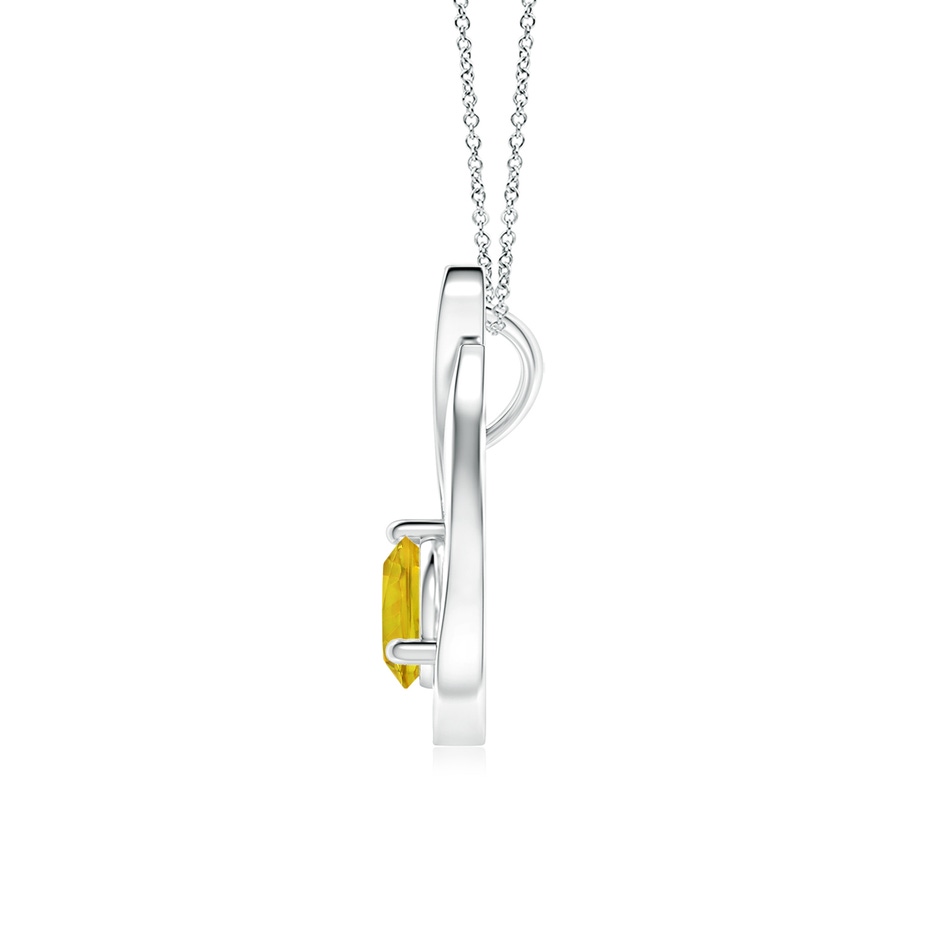 6mm AAAA Floating Yellow Sapphire Tulip Pendant with Diamonds in P950 Platinum side-1