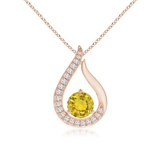 6mm AAAA Floating Yellow Sapphire Tulip Pendant with Diamonds in Rose Gold