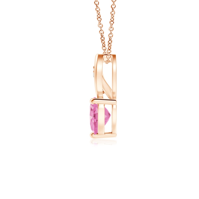 5mm A Pink Sapphire Heart Pendant with Diamond Accents in Rose Gold product image