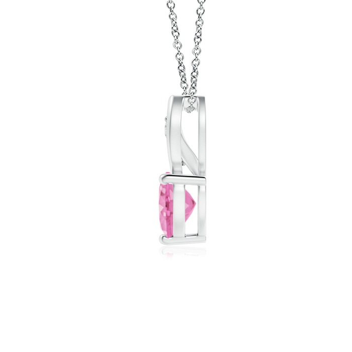 5mm A Pink Sapphire Heart Pendant with Diamond Accents in White Gold product image