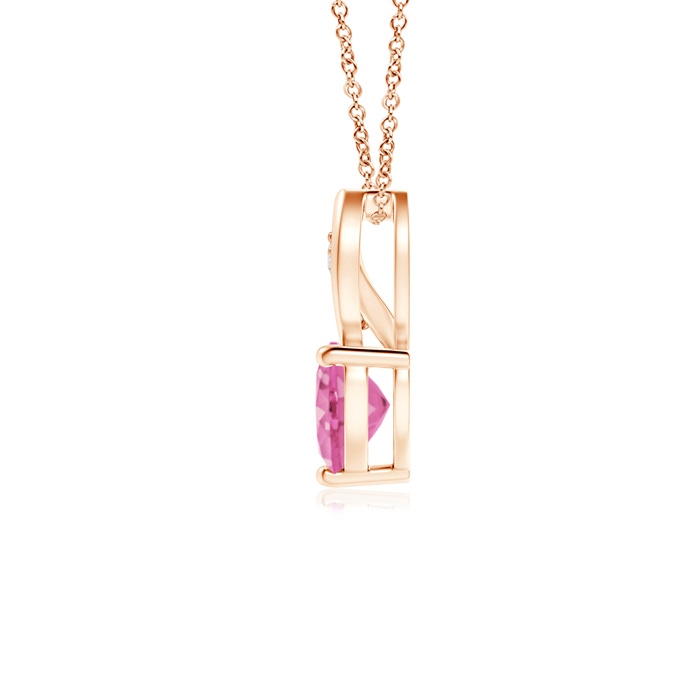 5mm AA Pink Sapphire Heart Pendant with Diamond Accents in Rose Gold product image
