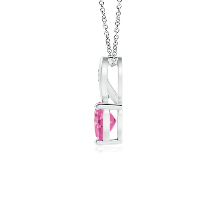 5mm AA Pink Sapphire Heart Pendant with Diamond Accents in White Gold product image