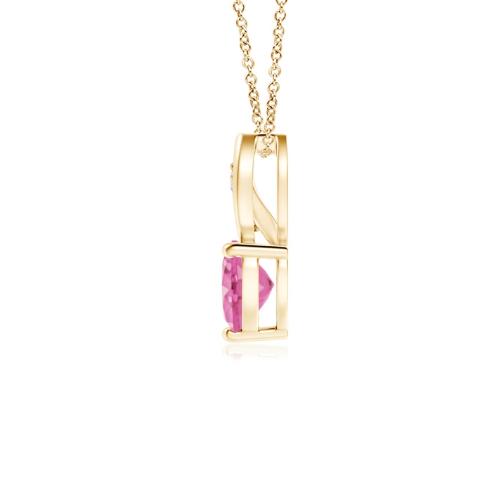 5mm AA Pink Sapphire Heart Pendant with Diamond Accents in Yellow Gold product image