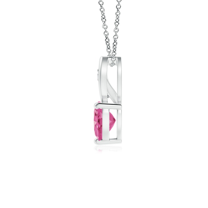 5mm AAA Pink Sapphire Heart Pendant with Diamond Accents in White Gold Product Image