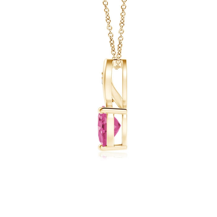 5mm AAA Pink Sapphire Heart Pendant with Diamond Accents in Yellow Gold product image