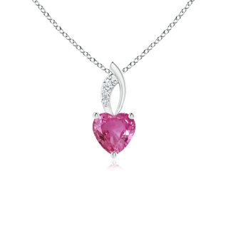 5mm AAAA Pink Sapphire Heart Pendant with Diamond Accents in White Gold