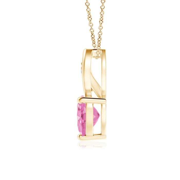 6mm A Pink Sapphire Heart Pendant with Diamond Accents in Yellow Gold product image