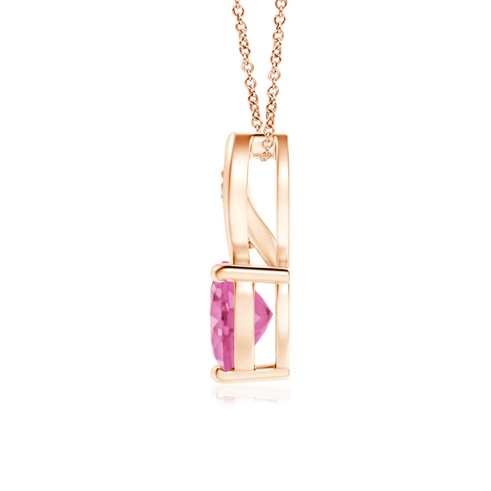 6mm AA Pink Sapphire Heart Pendant with Diamond Accents in Rose Gold product image