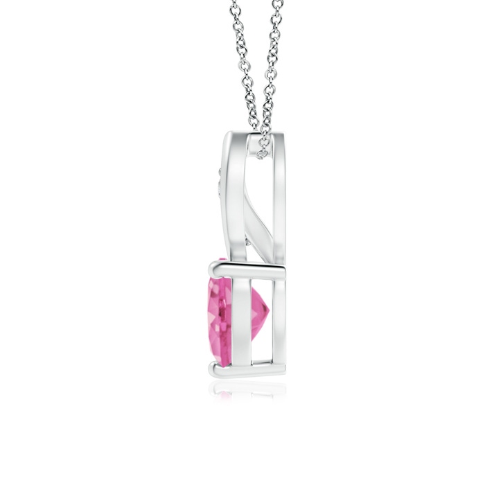 6mm AA Pink Sapphire Heart Pendant with Diamond Accents in White Gold product image