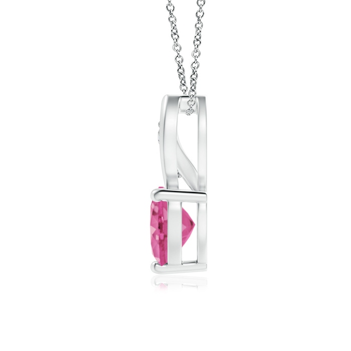 6mm AAA Pink Sapphire Heart Pendant with Diamond Accents in White Gold product image