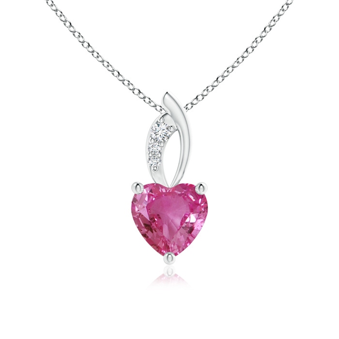 6mm AAAA Pink Sapphire Heart Pendant with Diamond Accents in P950 Platinum 