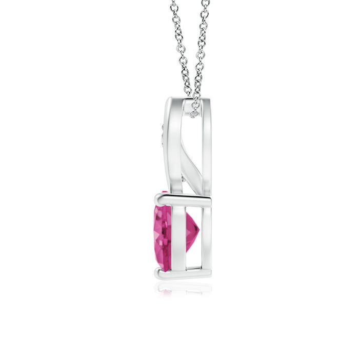 6mm AAAA Pink Sapphire Heart Pendant with Diamond Accents in P950 Platinum product image
