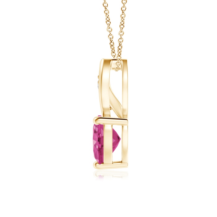 6mm AAAA Pink Sapphire Heart Pendant with Diamond Accents in Yellow Gold product image