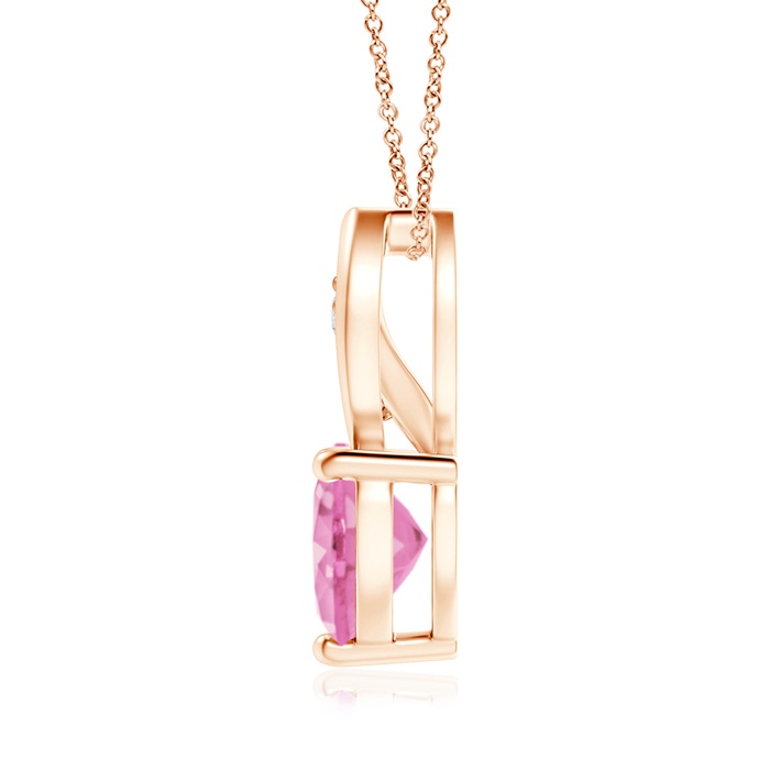 7mm A Pink Sapphire Heart Pendant with Diamond Accents in Rose Gold product image