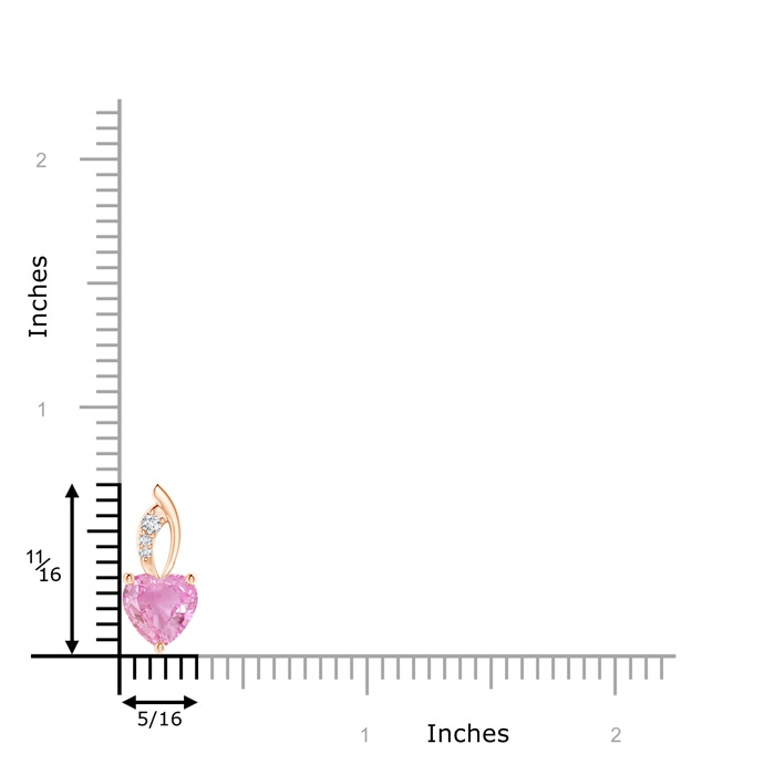 7mm A Pink Sapphire Heart Pendant with Diamond Accents in Rose Gold product image