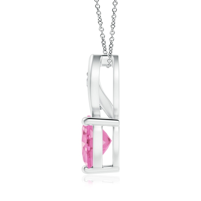 7mm A Pink Sapphire Heart Pendant with Diamond Accents in White Gold product image