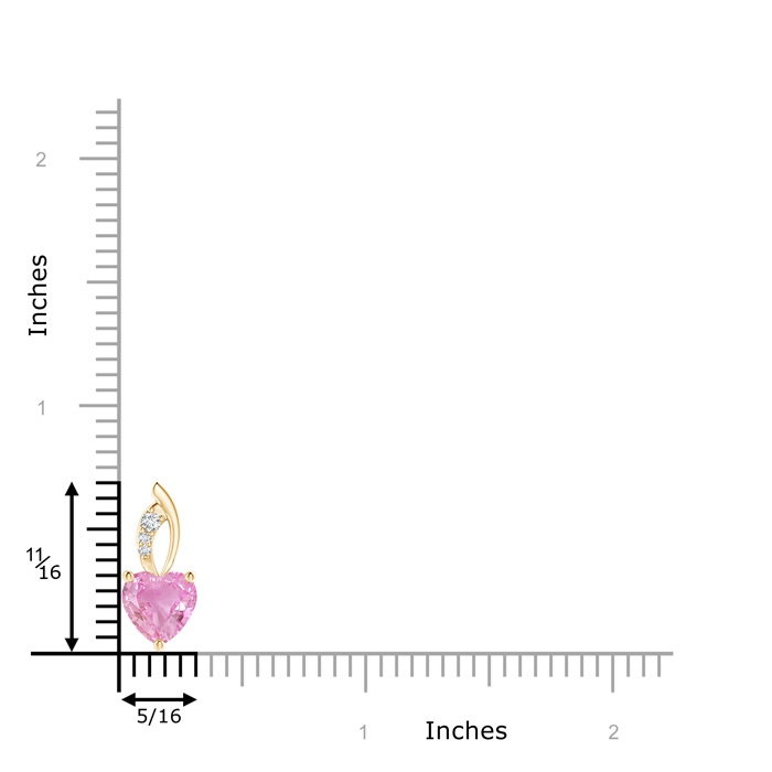 7mm A Pink Sapphire Heart Pendant with Diamond Accents in Yellow Gold product image