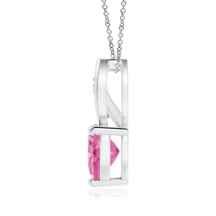 7mm AA Pink Sapphire Heart Pendant with Diamond Accents in White Gold product image