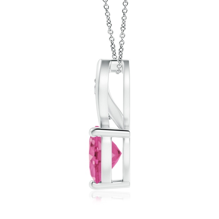 7mm AAA Pink Sapphire Heart Pendant with Diamond Accents in P950 Platinum product image