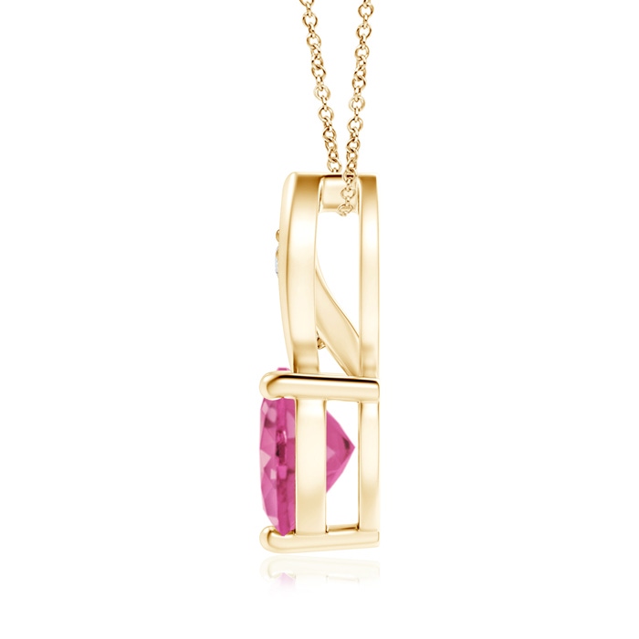 7mm AAA Pink Sapphire Heart Pendant with Diamond Accents in Yellow Gold Product Image