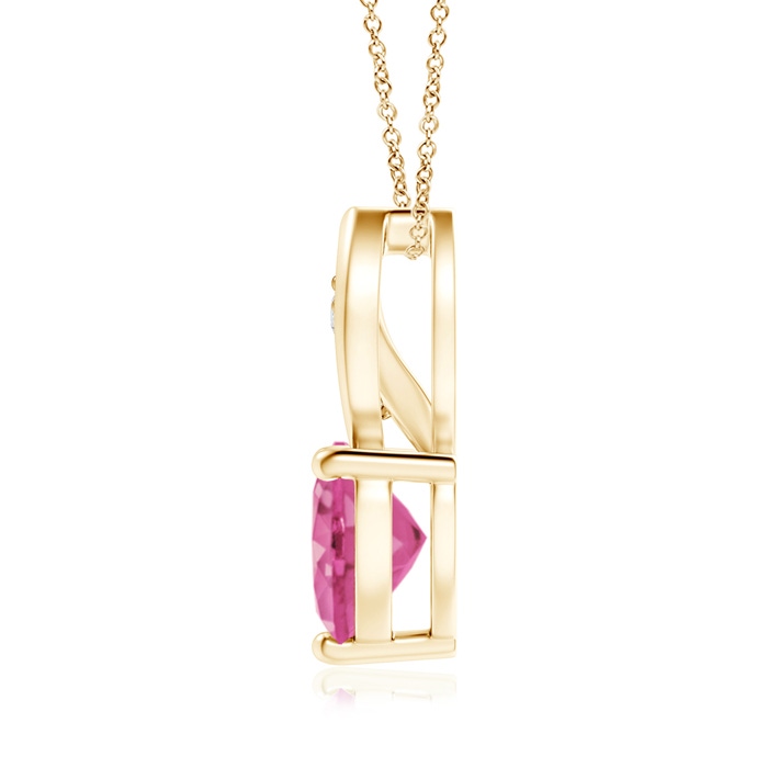 7mm AAA Pink Sapphire Heart Pendant with Diamond Accents in Yellow Gold product image