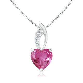 7mm AAAA Pink Sapphire Heart Pendant with Diamond Accents in P950 Platinum