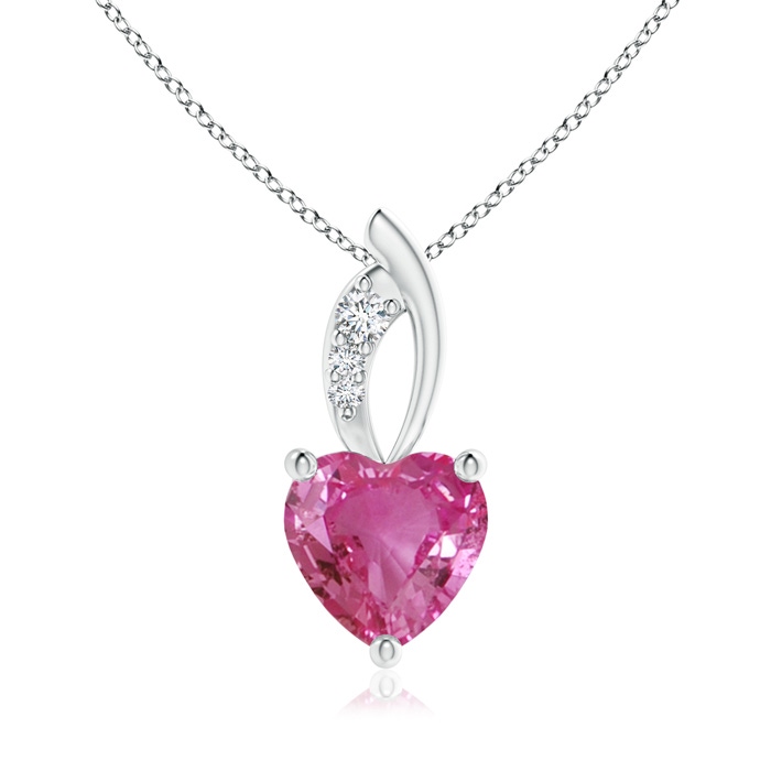 7mm AAAA Pink Sapphire Heart Pendant with Diamond Accents in P950 Platinum 