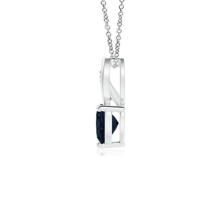 5mm A Blue Sapphire Heart Pendant with Diamond Accents in P950 Platinum product image