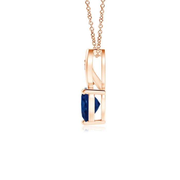 5mm AA Blue Sapphire Heart Pendant with Diamond Accents in Rose Gold product image