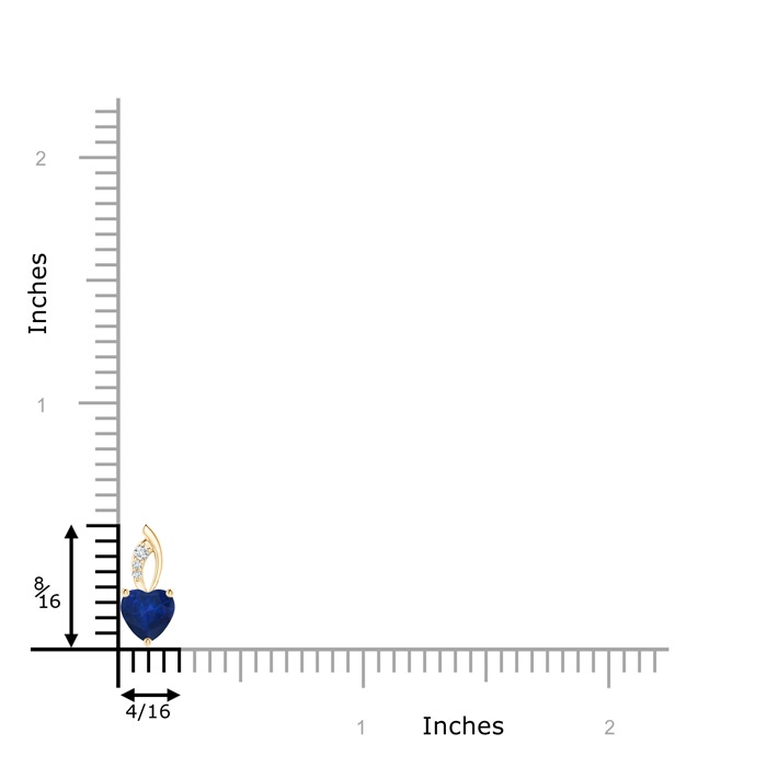 5mm AA Blue Sapphire Heart Pendant with Diamond Accents in Yellow Gold product image