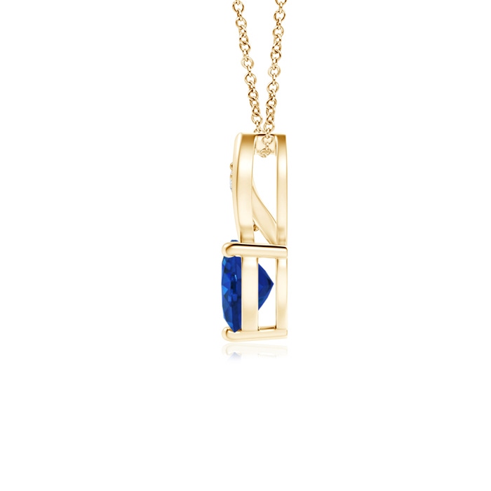 5mm AAA Blue Sapphire Heart Pendant with Diamond Accents in Yellow Gold product image