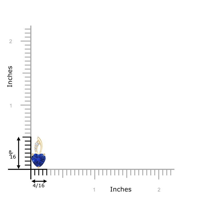5mm AAA Blue Sapphire Heart Pendant with Diamond Accents in Yellow Gold product image