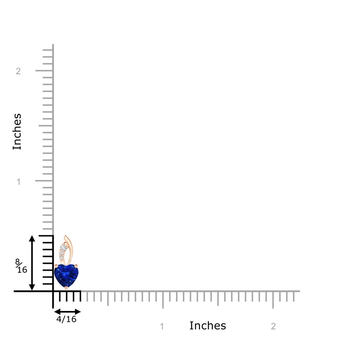 5mm AAAA Blue Sapphire Heart Pendant with Diamond Accents in Rose Gold product image