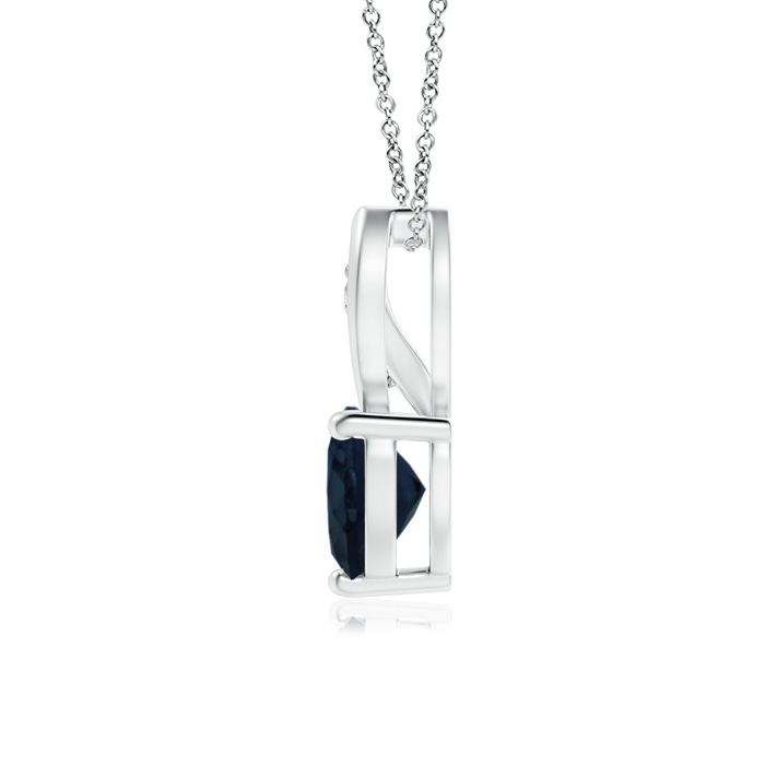 6mm A Blue Sapphire Heart Pendant with Diamond Accents in P950 Platinum product image
