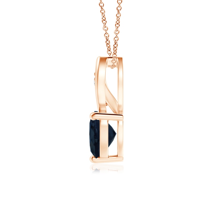 6mm A Blue Sapphire Heart Pendant with Diamond Accents in Rose Gold product image