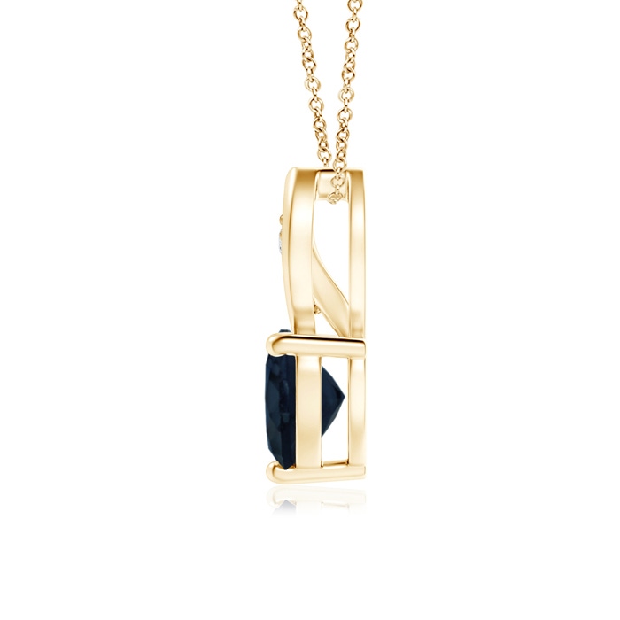 6mm A Blue Sapphire Heart Pendant with Diamond Accents in Yellow Gold product image