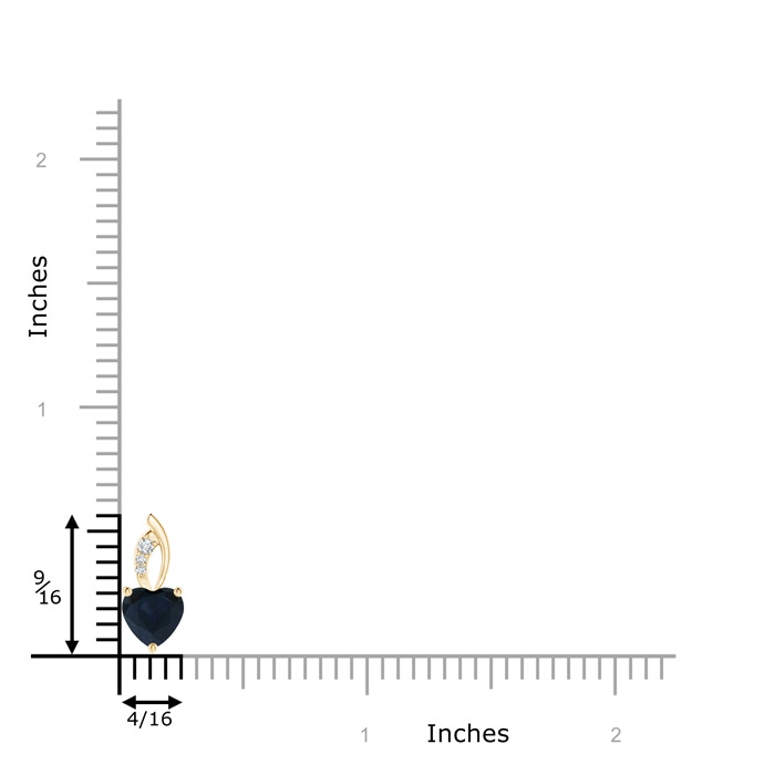 6mm A Blue Sapphire Heart Pendant with Diamond Accents in Yellow Gold product image