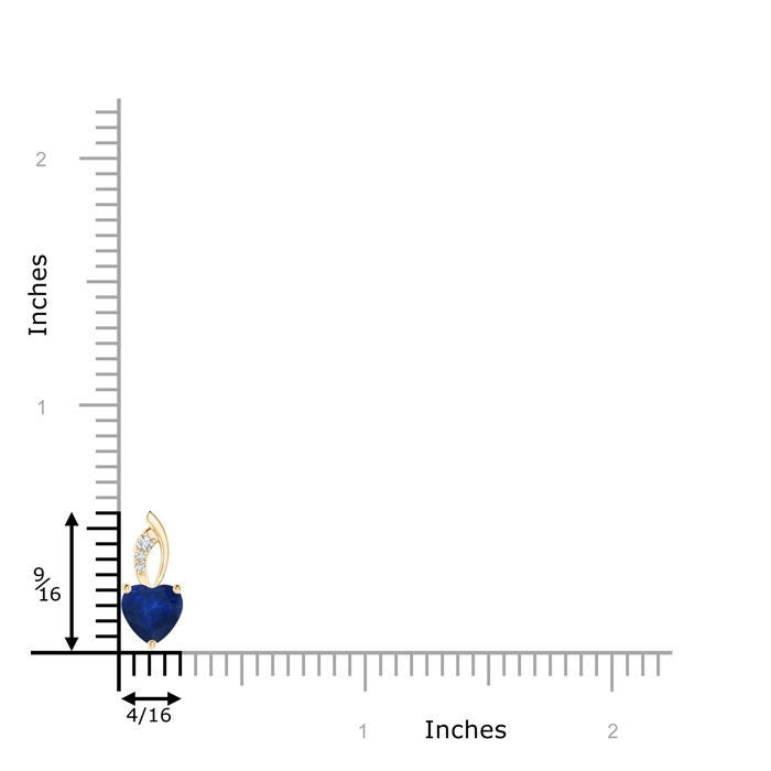 6mm AA Blue Sapphire Heart Pendant with Diamond Accents in Yellow Gold product image