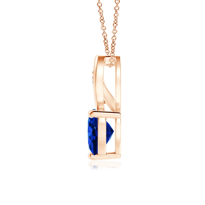 6mm AAAA Blue Sapphire Heart Pendant with Diamond Accents in Rose Gold product image